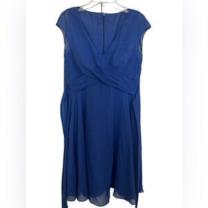 JJs House Navy Blue A-line V-Neck Knee-Length Chiffon Ruffle Cocktail Dress 10